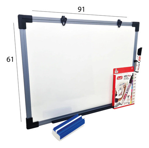 Set Pizarra Blanca P/marcador 91x61 Con Fibrones+borrador 1