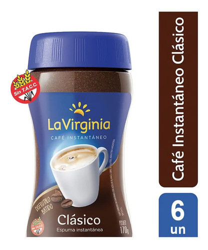 La Virginia Cafe Instantaneo Clasico Sin Tacc 170 Gr X 6 Un 0