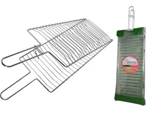 Parrilla Para Pescado Cromada Spinit Con Funda Grande 50x20 0