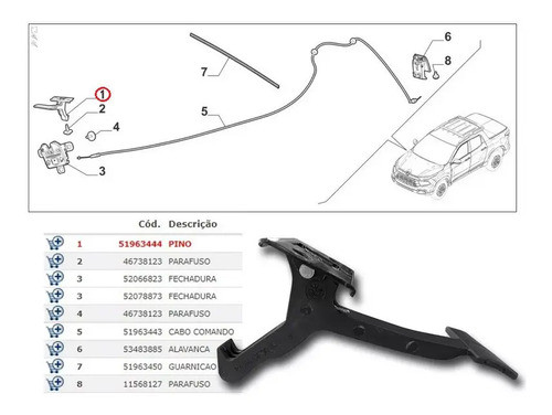 Gancho Traba Seguridad Apertura Capot Original Fiat Toro 0