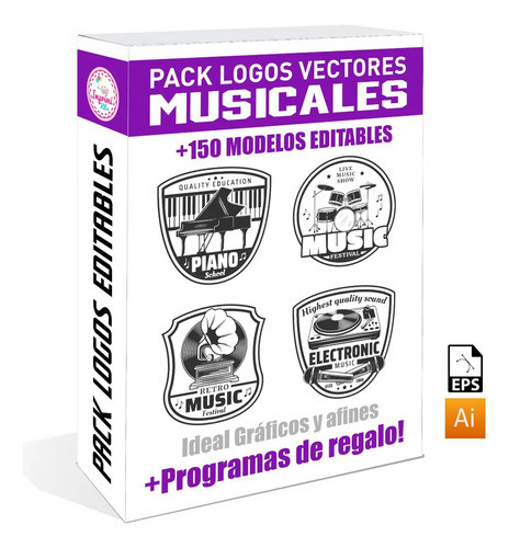 Pack Vectores +150 Marcas Dj Musica Logos Editables #v321 1
