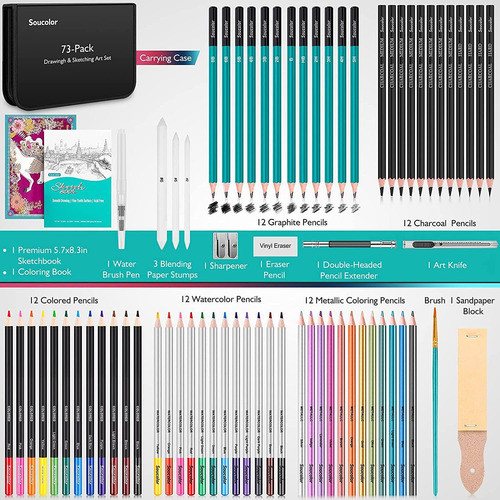 Kit De 60 Lapices + 13 Accesorios Para Dibujo 1