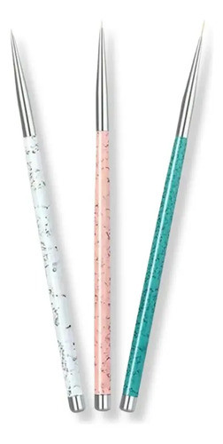 Set X3 Pinceles Liner Decoración De Uñas Nail Art Deco 1