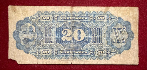 Billete 20 Soles Peru 1879 Pick 6 American Bank Note Company 1