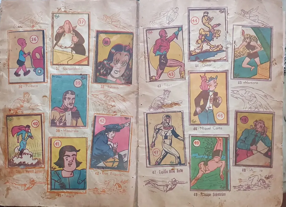 Used Bala Heroi Vintage Comic Book Fans Sticker Album 1930s Rare