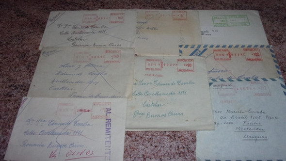 Filatelia 8 Sobres Antiguos. Sellos Con Máquina Expendedora 0