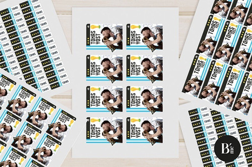 Etiquetas Personalizadas Cole. Messi Argentina Campeones 1