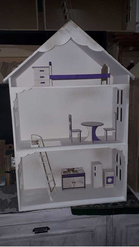 Casita De Muñecas De 60x100x24 Pintada C/ Muebles 0
