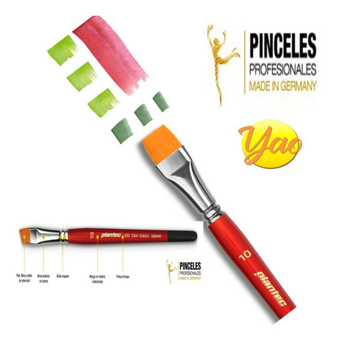 Pincel Plano Chato Profesional N*6 Sintetico Plantec Germany 1