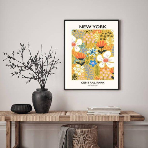 Quadro Poster Flower Market - New York 45x34cm - Com Vidro 1