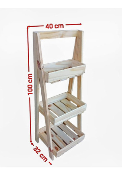 Exhibidor 1m Plantero Verdulero Organizador Madera 1