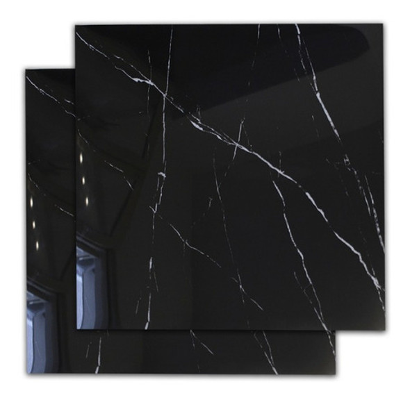 Porcelanato Pulido Negro Marquina 60x60 Rectificado 1era Cal 0