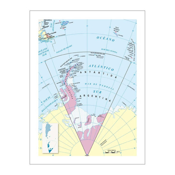 Lamina Fine Art Mapa Politico Antartida 60x80 M Y C 0