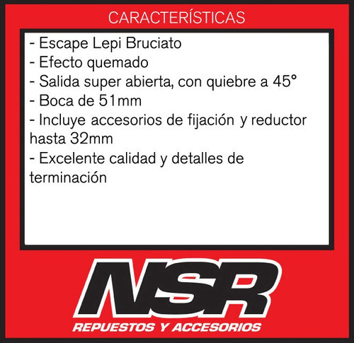 Escape Lepi Bruciat Honda Yamaha Suzuki Kawasaki Hyosung Nsr 1