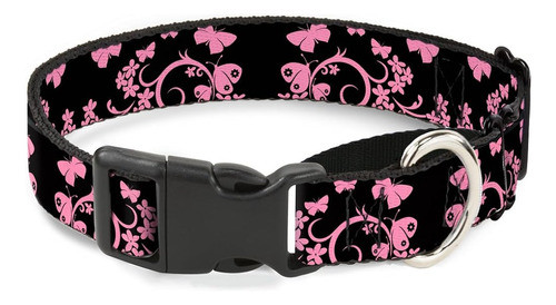 Collar De Perro Martingala Negro/rosa Butterfly Garden Con H 0