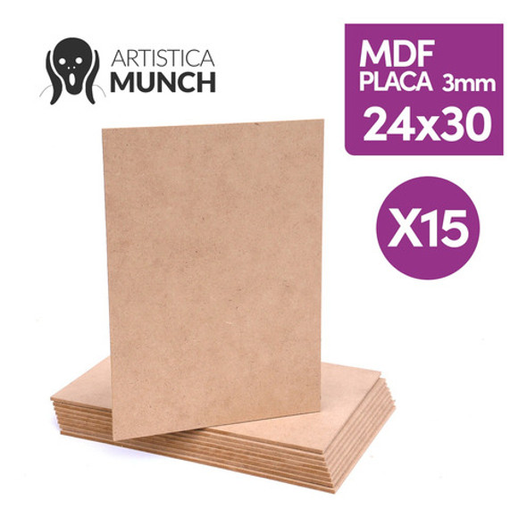 Mdf 3mm Natural 24x30 Cm Blanco Acrilico Oleo X 15 1