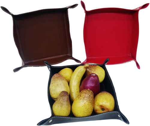 Panera/frutera Cuerina Pack X2 Negro/ Rojo/marron 24x24x6cm 1