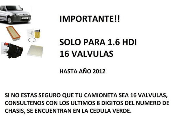 Kit 4 Filtros 1.6 Hdi 16v Diesel Peugeot Partner Berlingo 1 Kit 4 Filtros 1.6 Hdi 16v Diesel Peugeot Partner Berlingo 1