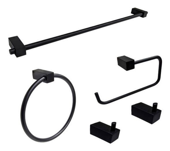 Set De Accesorios Completo Negro Para Baño 0
