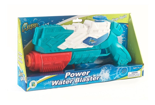 Pistola De Agua Aqua Quest Power Blaster 32cm Celeste Blanco 1