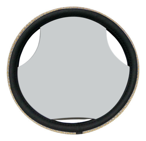 Cubre Volante Base Negro Con Brillos Rectangulares Dorados 1
