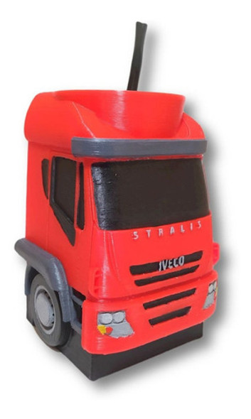 Mate Camión Iveco Stralis + Bombilla. Impresión De Calidad 0