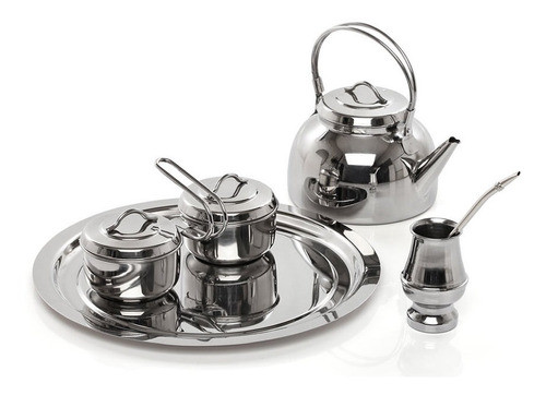 Set Matero Gamuza Mini Mate Acero Inoxidable Platino 1