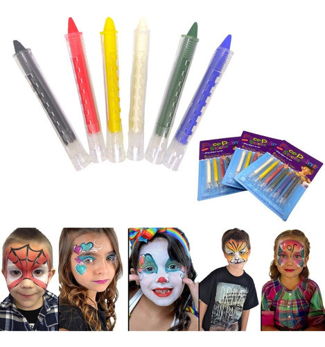 Maquillaje Artístico Blister X 6 Colores Crayon Paint Face 0