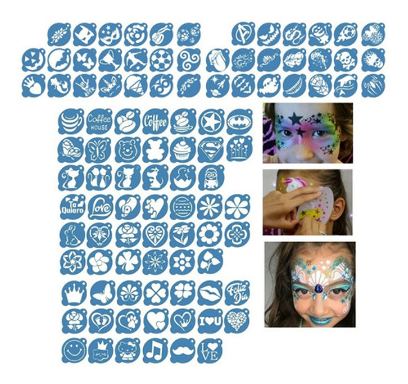 Stencil Maquillaje Artistico 6cm Infantil X 100 Plantillas 1