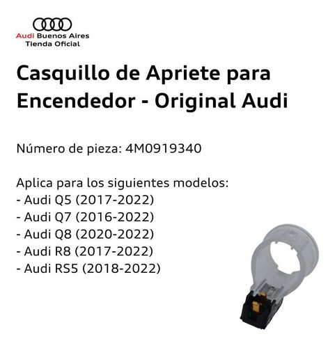 Casquillo De Apriete Para Encendedor Audi R8 Desde 2017 1