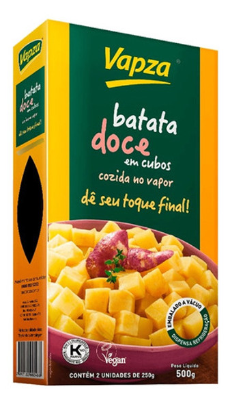 Batata Doce Em Cubos Cozida No Vapor 500g Vapza 0