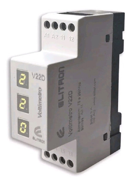 Voltimetro Digital Led 220vca Monofasico Riel Din 75 A 260vc 1