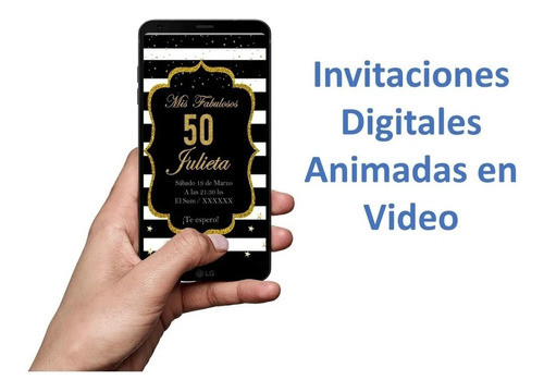 Invitación Digital Video Mujer Adulta, 50 Años, 40, 30. Gold 0