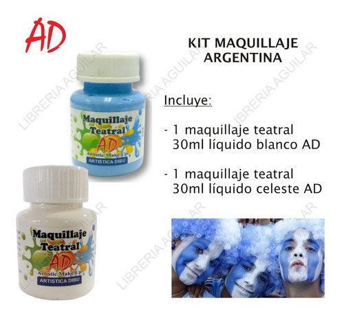 Kit Maquillaje Argentina Liquido Ad Mundial Cara Artistico 1