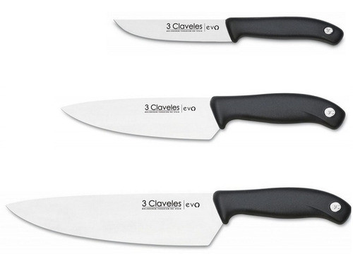 Set Combo 3 Cuchillos 3 Claveles Evo Chef Cocina 11, 13 Y 20 0