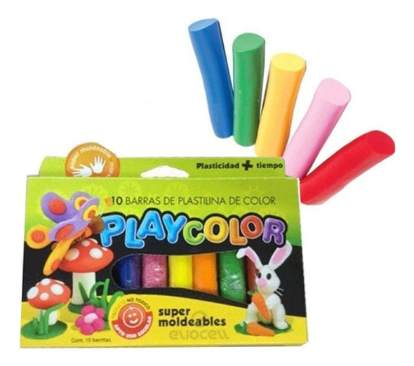 Plastilina Escolar Caja X 10 Colores No Toxico 0