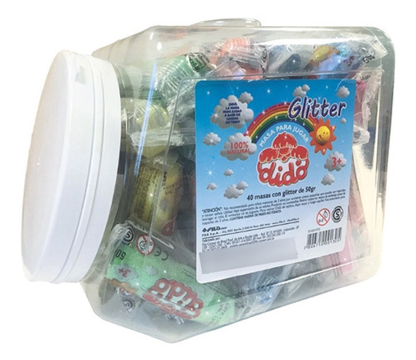 Masa Dido Con Glitter P/modelar - Jugar Pote X 40 Unidades 0