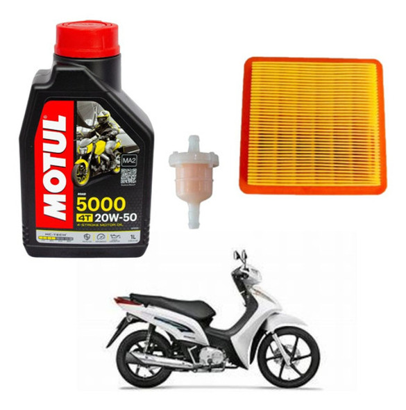 Kit Service Honda Biz C 125 Motul 5000 + Filtro Wega 0