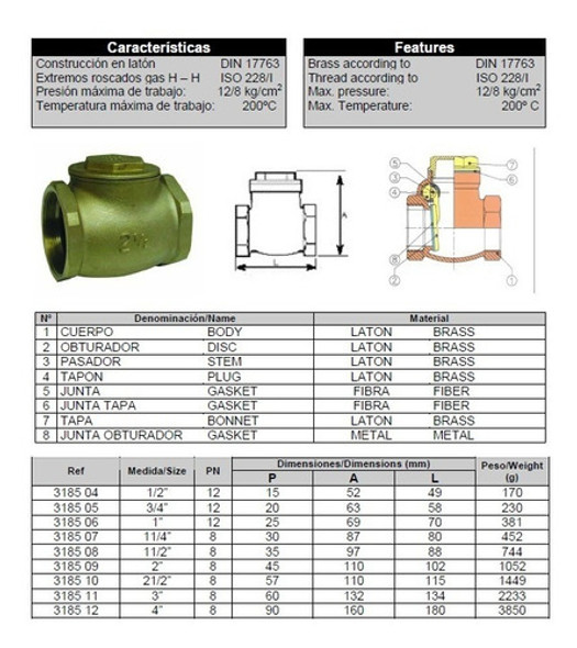 Valvula De Retención A Clapeta Genebre Ø1 Art. 5130 1 Valvula De Retención A Clapeta Genebre Ø1 Art. 5130 1