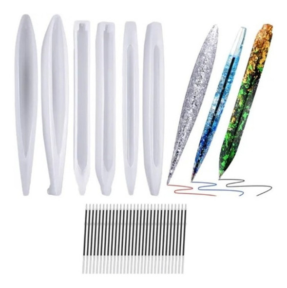 6 Moldes De Silicona Para Resina (para Hacer Lapiceras) 0