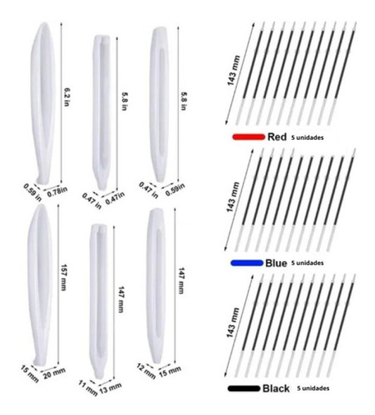 6 Moldes De Silicona Para Resina (para Hacer Lapiceras) 1