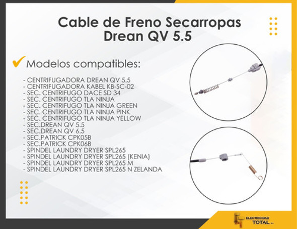 Cable De Freno Para Secarropas Drean Qv 5.5 1