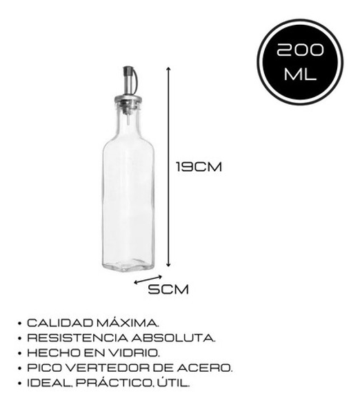 Aceitera Vinagrera Vidrio C/ Pico 200ml X2 Pettish Online Vc 1