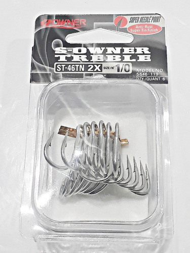 Anzuelo Triple Owner 2x Numero 1/0 St-46tn Original (japon) 1