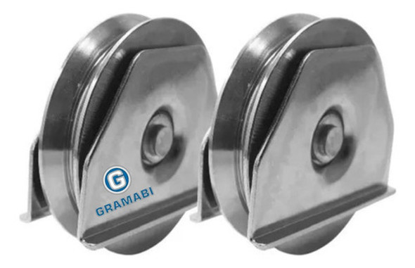 2 Ruedas Acero Porton Corredizo V 70 Mm C/ Soporte Gramabi R 0