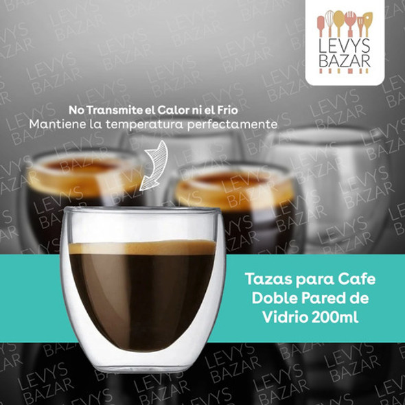 Set Vasos Barista X2 Cafe Doble Pared Vidrio Pocillos Tazas 1