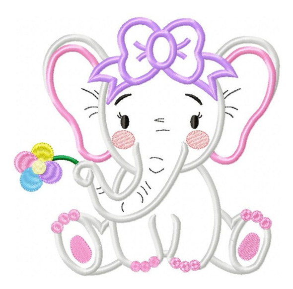 Matriz Para Bordado Maquina Animal Safari Elefante Niña 1950 0