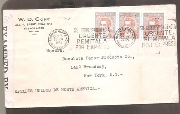 Argentina 1942 Sobre Circulado  Numero  82a 0 Argentina 1942 Sobre Circulado  Numero  82a 0