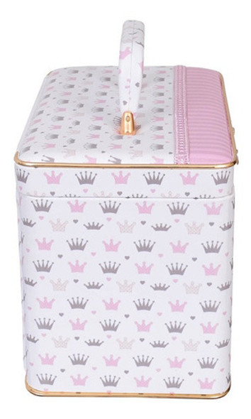Maleta 240 Fotos 15x21 Princesa Rosa Coroa Bordada Bebê 1