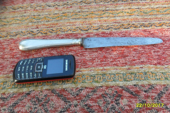 Buen Antiguo Cuchillo Acero Al Carbono  Plata Ausonia 1 Buen Antiguo Cuchillo Acero Al Carbono  Plata Ausonia 1